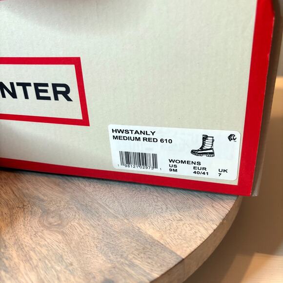 NIB Hunter Stanly Medium Red 610 Insulated Waterproof Duck Boots Women’s US Sz 9 - Picture 2 of 11